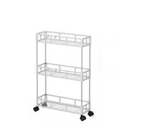 Auyyhui Kitchen Wagon, Gap Storage Cart, 5.1/5.9/7.9 inches (13/15/20 cm), 3/4 Tiers, Stainless Steel Frame, White