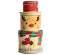 Auzlya 3-Piece Christmas Biscuit Tin, Collage Accessories, Pastry Tins Set, Biscuit Tins, Pastry Tins, Metal Round Gift Tins, for Christmas Decorations and Gifts