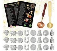 Auzlya Tin Casting, Tin Casting New Year's Eve Casting with 16 Tin Figures and 2 Spoons Instructions Oracle Book, New Year's Eve Casting the Fortune Telling Party Game, Lead Casting Set New Year's Eve