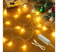 AUZONIMICS Star Fairy Lights Rechargeable, 50LED Battery Powered String Lights 8 Modes Twinkle Light Shining Decoration Indoor for Bedroom Christmas Wedding Party Birthday Valentine Warm White 5M