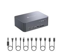 AV Access Dual Monitor KVM Switch Docking for Laptop & Desktop - Type C Charging, Ethernet, EDID, HDMI & DisplayPort, USB-C MST Dual 4K@60Hz Display, USB 3.0, Full Aluminum Design