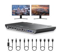 AV Access KVM Switch Dock 3 Computers 2 Monitors, 4K HDMI KVM Switch Dual Monitor, Type-C 65W Charging for Laptop, Ethernet, EDID, Hotkey Switch, USB-C MST Dual 4K@60Hz, 1080P@240Hz, 2K@144Hz, USB 3.0