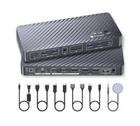 AV Access KVM Switch Docking Station for MacBook Desktop PC, USB C KVM Switch 2 Monitors 2 Computers, 4K Dual HDMI Displays, Plug&Play, Ethernet, 100W Power Delivery, EDID Emulation