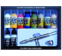 AV Acrylics AV Vallejo 71167 10 Basic Colors & Ultra Harder & Steenbeck airbrush