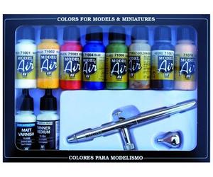 AV Acrylics AV Vallejo 71167 10 Basic Colors & Ultra Harder & Steenbeck airbrush