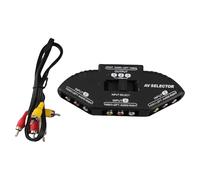 AV Audio Video Switcher Splitter, 3 Way Manual Selector Switcher Box for Connecting Multiple DVD VCR Game Consoles to TV Composite Input Adapter for Home Theater Retro Gaming Set