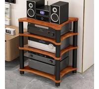 AV Equipment Cabinet Display Rack Wooden, Media Storage Cabinet with Shock-Absorbing Feet,for Home Office Theater(Walnut)