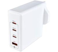 AV:Link 100W GaN Charger USB C Plug | 4-Port Fast Charger, 3x USB-C + USB-A | High watt USB C charger for laptops, phones, tablets, smart watches and earphones. Charge four devices at home, work or away