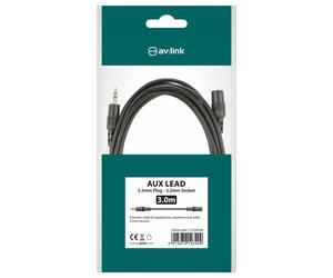 AV:Link 3.5mm stereo plug to 3.5mm stereo socket lead 3.0m