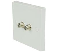AV:Link Dual Satellite F Connector Wall Plate Cable Outlet With Screw Fitting
