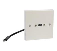 AV:Link | Fast Charge USB Type-C Wallplate with Male Tail, 40Gbps Data Transfer, PD & QC Compatible, 190mm Rear Tail - Standard UK Fit