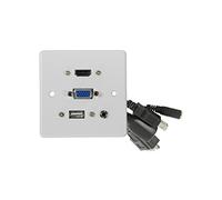 AV Link HDMI+VGA+3.5mm+USB Wallplate, White