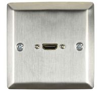 AV Link | HDMI Wallplate with Female Tail | Brushed Steel Finish