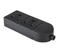 AV:Link Rewireable Trailing Socket Without Cable Heavy Duty UK 2 Gang Black