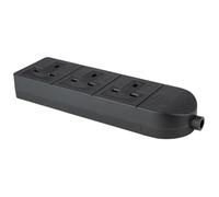 AV:Link Rewireable Trailing Socket Without Cable Heavy Duty UK 3 Gang Black