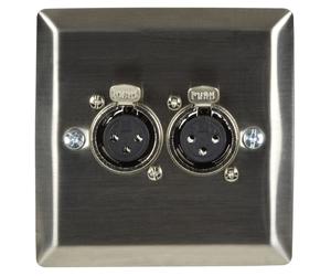 AV:Link Steel Wallplate with Twin XLR Sockets