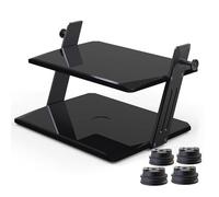AV Media Stand, 2-Tier Stereo Rack with Isolation Mats, Load-bearing 10-35kg, for Record Player and Audio Equipment, Wooden Component Cabinet
