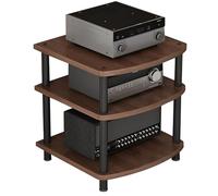 AV Media Stand 3-Tier Console for Record Player & Stereo Equipment Brown Storage Shelf for Amplifier & CD 60x54x66.5cm Stylish Audio Rack