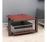 AV Media Stand - 4-Tier Audio Rack Entertainment Tower Modern Speaker Storage Shelf for Home Theater & Stereo Systems Stylish Red Finish 25cm Width