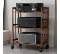 AV Media Stand - Audio-Visual Shelving Cabinet, Corner Stereo Rack, Record Player Console, Gaming Media Tower, Stylish Wooden AV Rack for Home Entertainment.