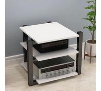 AV Media Stand, Audio-Visual Shelving Stereo Cabinet, Audio Rack Tower | Record Player Console Cabinet, Gaming Shelves Media Console Cabinet Corner TV Stand(White,70x55x65cm(3 Tier))