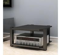 AV Media Stand, Audio-Visual Shelving Stereo Cabinet, Audio Rack Tower | Record Player Console Cabinet, Gaming Shelves Media Console Cabinet Corner TV Stand(Black,70x55x40cm(2 Tier))