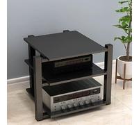 AV Media Stand, Audio-Visual Shelving Stereo Cabinet, Audio Rack Tower | Record Player Console Cabinet, Gaming Shelves Media Console Cabinet Corner TV Stand(Black,70x55x65cm(3 Tier))
