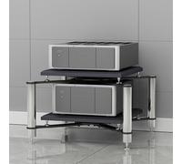 AV Media Stand Corner Shelf, 1/2/3/4 Layer Audio Video Tower, Amplifier Stand, HiFi Media Storage Racks, For Game Console/DVD/Record Player(Stainless steel frame,2-Tier)