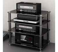 AV Media Stand for DVD Players, CD Player Tower Storage, Corner Shelf Cabinet, Tall Media Storage for TV Box & Game Console, Black 48cm (18.8in)