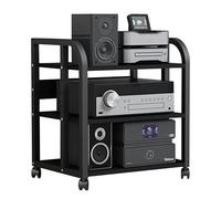 AV Media Stand,Stereo Rack Audio Cabinet,3/4-Tier DVD Stand Tower,Audio-video Shelving with Wheels,Game Console nizer,Heavy Duty Audio Rack Shelf,CD Record Player Amplifier Rack(50x40x79cm)