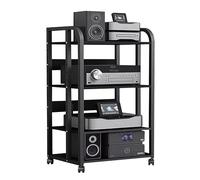 AV Media Stand,Stereo Rack Audio Cabinet,3/4-Tier DVD Stand Tower,Audio-video Shelving with Wheels,Game Console nizer,Heavy Duty Audio Rack Shelf,CD Record Player Amplifier Rack(50x40x100cm