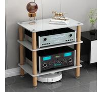 AV Media Stand Stereo Stand Modern with Wheels Audio-Video Media Stand Audio Rack Tower Stereo Cabinet Video Media Stand Audio Rack Perfect for DVD Players Game Console TV for Theater Sound Studio(Lig