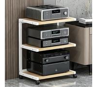 Av Media Stand With Wheels Audio Rack Record Player Shelf | Modern Stereo Duty Media Shelf with Storage for DVD AV, for Home, Office, Theater(Walnut,50x40x70cm)