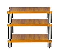 AV Shelf - 2/3/4 Tiers MDF Audio Stand for Turntable Amp Sky Box & Printer - Floor Standing TV Cabinet - Stylish Brown Design (60x60.5x48cm)