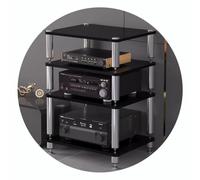 AV Shelf HiFi Rack for Audio Video Components, 2-4 Tiers, Shock-Absorbing Feet, Ideal for Record Players and Media Cabinets