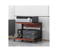 AV Stand 2-Tier HIFI Rack with Wheels Modern Wooden Media Tower Stylish Console Storage for TV Entertainment Center Living Room nization