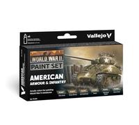 Vallejo VAL70203 AV Model Color Set-WWII American Armour&Infantry, 17 ml (Pack of 6)
