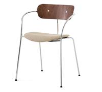 AV4 Pavilion Chairs with Armrests, Chrome Frame Walnut