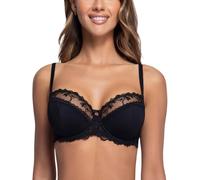 AVA 1030 Underwired Half Padded Full Cup Bra Not Separable Regulated Straps Made in EU, Black,38G