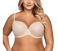 AVA 1263 Underwired Padded Plain Bra Full Cup Plus Size Maxi Not Removable Regulated Straps Not Patterned - Made in EU, Beige,34FF
