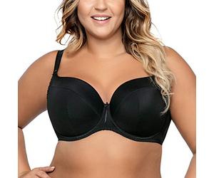 AVA 1263 Underwired Padded Plain Bra Full Cup Plus Size Maxi Not Removable Regulated Straps Not Patterned - Made in EU, Black,34E