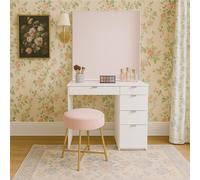 Birlea Ava 5 Drawer Dressing Table Black in White Birlea White