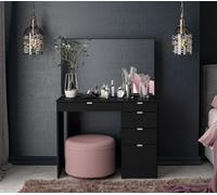 Ava - 5 Drawer Dressing Table - Black - Wooden - Happy Beds