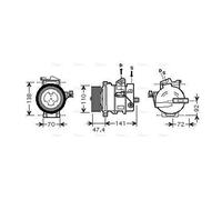 AVA Aircon Compressor AUAK188 for LAND ROVER RANGE ROVER SPORT (2005) 4.2 SUPERC