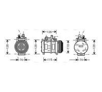 Air conditioning compressor R 134a PAG 46 BWAK227 AVA QUALITY COOLING for BMW 3