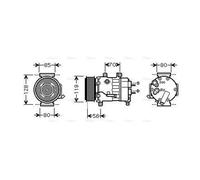 AVA Aircon Compressor CNAK256 for CITROËN C4 (2005) 2.0 HDI etc