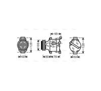 AVA Aircon Compressor FTAK103 for Fiat 500 (2008) 1.3 JTD Multijet