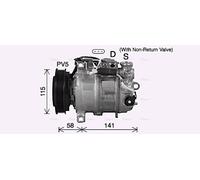 AVA Aircon Compressor MSAK772 for MERCEDES-BENZ B-SERIES W246 (2012) B180 1.8 CD