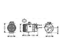 AVA Aircon Compressor OLAK464 for OPEL AGILA (2000) 1.3 CDTI etc