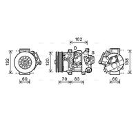 AVA Aircon Compressor TOAK627 for TOYOTA MATRIX (2008) MATRIX 1.8 VVTI etc